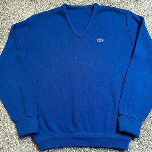 Vintage izod Lacoste v-neck blue preppy‎ grandpa grunge sweater